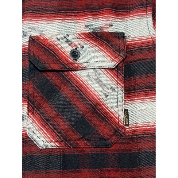 Burton Mens Flannel Shirt L Red Black Aztec Button Down Long Sleeve Snowboarding - Picture 7 of 10